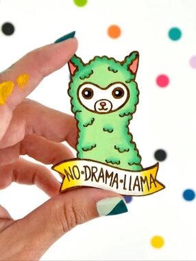 No Drama Llama Wooden Brooch Pin By Jesiiii